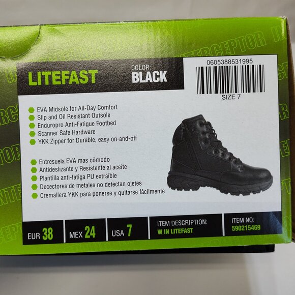 Interceptor Litefast Tactical Boots Womens Size 7 Zippered 6" Shaft Soft Toe NIB - Picture 8 of 9